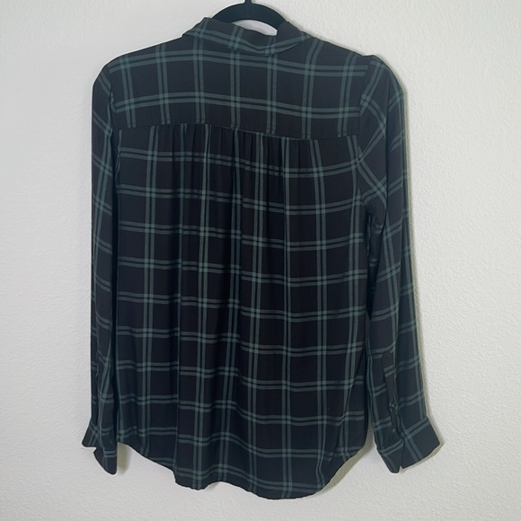 Madewell Surplice Wrap-Front Shirt Palma Plaid Green Soft Weave Size Small - Picture 7 of 8